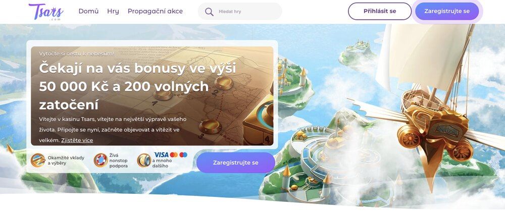 Tsars casino homepage