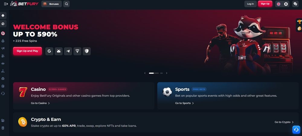 BetFury casino homepage
