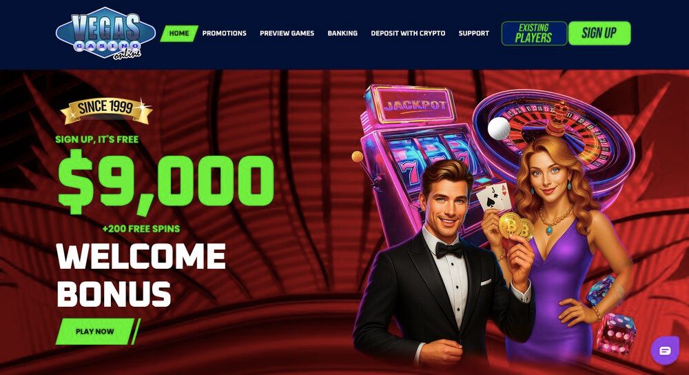 Página inicial de Vegascasino