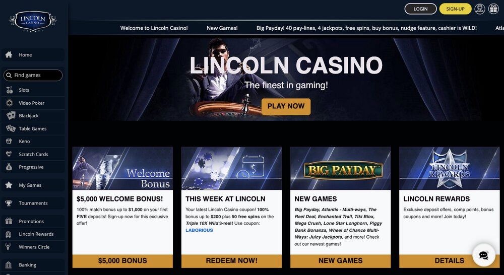 Lincoln casino homepage